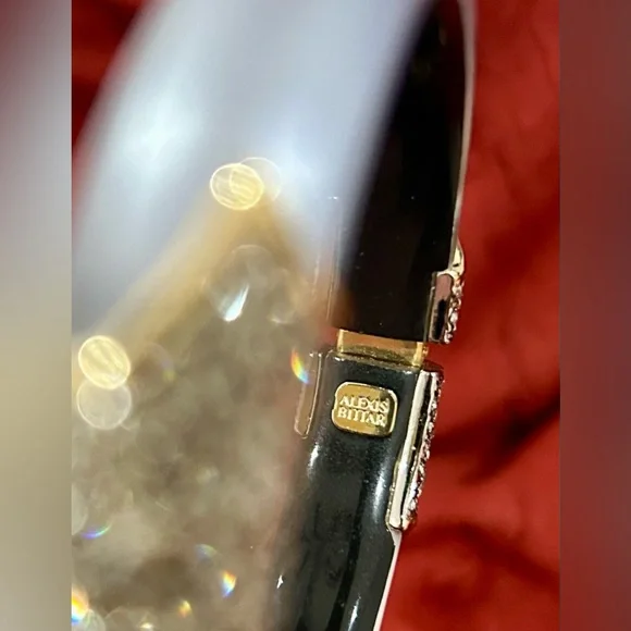 Alexis Bittar- Authentic Rare Gray Lucite & Crystal Hinge Bracelet